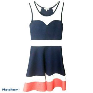 Charlotte Russe Women's Dress Navy‎ Blue White Pink Sleeveless Scoop Neck Size S